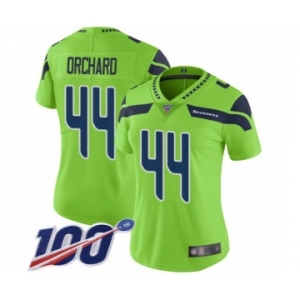 Women's Seattle Seahawks #44 Nate Orchard Limited Green Rush Vapor Untouchable 100th Season Football Jersey