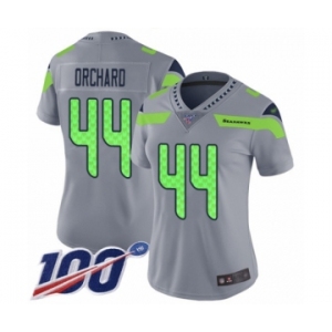 Women's Seattle Seahawks #44 Nate Orchard Limited Silver Inverted Legend 100th Season Football Jersey