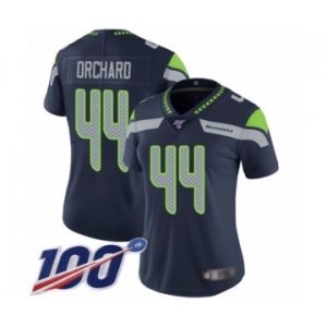 Women's Seattle Seahawks #44 Nate Orchard Navy Blue Team Color Vapor Untouchable Limited Player 100th Season Football Jersey