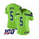 Women's Seattle Seahawks #5 Jason Myers Limited Green Rush Vapor Untouchable 100th Season Football Jersey