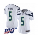 Women's Seattle Seahawks #5 Jason Myers White Vapor Untouchable Limited Player 100th Season Football Jersey