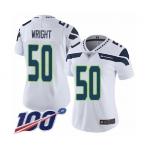 Women's Seattle Seahawks #50 K.J. Wright White Vapor Untouchable Limited Player 100th Season Football Jersey