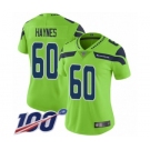 Women's Seattle Seahawks #60 Phil Haynes Limited Green Rush Vapor Untouchable 100th Season Football Jersey