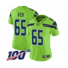 Women's Seattle Seahawks #65 Germain Ifedi Limited Green Rush Vapor Untouchable 100th Season Football Jersey