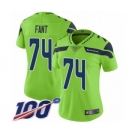 Women's Seattle Seahawks #74 George Fant Limited Green Rush Vapor Untouchable 100th Season Football Jersey