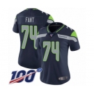 Women's Seattle Seahawks #74 George Fant Navy Blue Team Color Vapor Untouchable Limited Player 100th Season Football Jersey