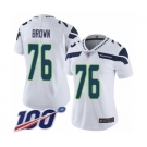 Women's Seattle Seahawks #76 Duane Brown White Vapor Untouchable Limited Player 100th Season Football Jersey