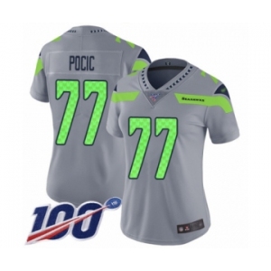 Women's Seattle Seahawks #77 Ethan Pocic Limited Silver Inverted Legend 100th Season Football Jersey