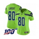 Women's Seattle Seahawks #80 Steve Largent Limited Green Rush Vapor Untouchable 100th Season Football Jersey