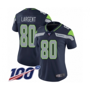 Women's Seattle Seahawks #80 Steve Largent Navy Blue Team Color Vapor Untouchable Limited Player 100th Season Football Jersey