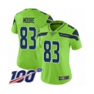 Women's Seattle Seahawks #83 David Moore Limited Green Rush Vapor Untouchable 100th Season Football Jersey