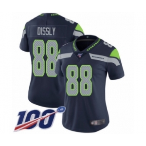 Women's Seattle Seahawks #88 Will Dissly Navy Blue Team Color Vapor Untouchable Limited Player 100th Season Football Jersey