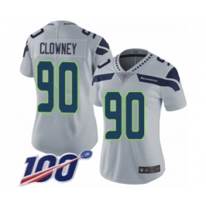 Women's Seattle Seahawks #90 Jadeveon Clowney Grey Alternate Vapor Untouchable Limited Player 100th Season Football Jersey