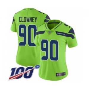 Women's Seattle Seahawks #90 Jadeveon Clowney Limited Green Rush Vapor Untouchable 100th Season Football Jersey