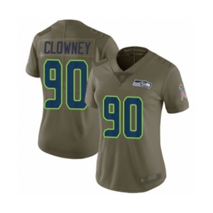 Women's Seattle Seahawks #90 Jadeveon Clowney Limited Olive 2017 Salute to Service Football Jersey