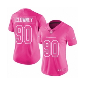 Women's Seattle Seahawks #90 Jadeveon Clowney Limited Pink Rush Fashion Football Jersey