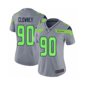 Women's Seattle Seahawks #90 Jadeveon Clowney Limited Silver Inverted Legend Football Jersey