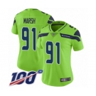 Women's Seattle Seahawks #91 Cassius Marsh Limited Green Rush Vapor Untouchable 100th Season Football Jersey