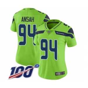 Women's Seattle Seahawks #94 Ezekiel Ansah Limited Green Rush Vapor Untouchable 100th Season Football Jersey