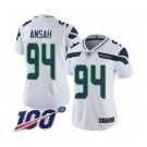 Women's Seattle Seahawks #94 Ezekiel Ansah White Vapor Untouchable Limited Player 100th Season Football Jersey