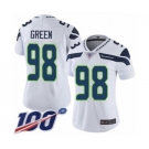 Women's Seattle Seahawks #98 Rasheem Green White Vapor Untouchable Limited Player 100th Season Football Jersey