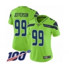 Women's Seattle Seahawks #99 Quinton Jefferson Limited Green Rush Vapor Untouchable 100th Season Football Jersey