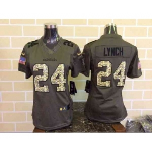 nike women nfl jerseys seattle seahawks #24 marshawn lynch army green[nike Limited Salute To Service]