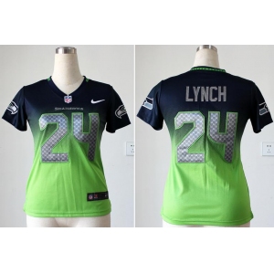 nike women nfl jerseys seattle seahawks #24 marshawn lynch blue-green[nike drift fashion][second version]