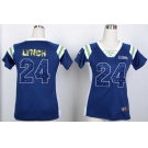 nike women nfl jerseys seattle seahawks #24 marshawn lynch blue[fashion Rhinestone sequins]