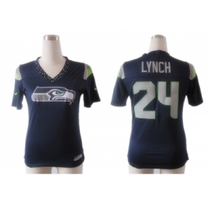 nike women nfl jerseys seattle seahawks #24 marshawn lynch field flirt fashion blue[nike 2012]