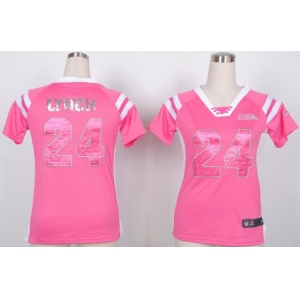 nike women nfl jerseys seattle seahawks #24 marshawn lynch pink[fashion Rhinestone sequins]