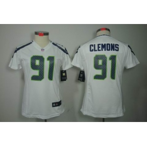 nike women nfl jerseys seattle seahawks #91 clemons white[nike limited]