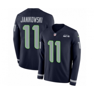 Youth Nike Seattle Seahawks #11 Sebastian Janikowski Limited Navy Blue Therma Long Sleeve NFL Jersey