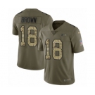 Youth Nike Seattle Seahawks #18 Jaron Brown Limited Olive Camo 2017 Salute to Service NFL Jersey