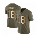 Youth Nike Seattle Seahawks #18 Jaron Brown Limited Olive Gold 2017 Salute to Service NFL Jersey