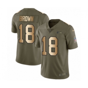 Youth Nike Seattle Seahawks #18 Jaron Brown Limited Olive Gold 2017 Salute to Service NFL Jersey