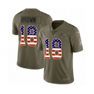 Youth Nike Seattle Seahawks #18 Jaron Brown Limited Olive USA Flag 2017 Salute to Service NFL Jersey