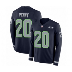 Youth Nike Seattle Seahawks #20 Rashaad Penny Limited Navy Blue Therma Long Sleeve NFL Jersey