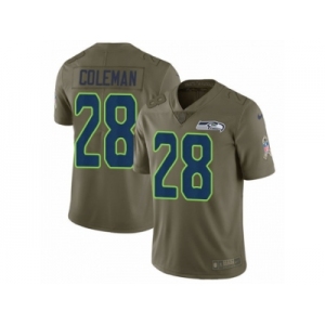 Youth Nike Seattle Seahawks #28 Justin Coleman Limited Olive 2017 Salute to Service NFL Jersey