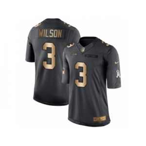 Youth Nike Seattle Seahawks #3 Russell Wilson Limited Black Gold Salute to Service NFL Jersey