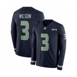 Youth Nike Seattle Seahawks #3 Russell Wilson Limited Navy Blue Therma Long Sleeve NFL Jersey