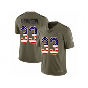 Youth Nike Seattle Seahawks #33 Tedric Thompson Limited Olive USA Flag 2017 Salute to Service NFL Jersey