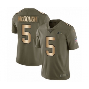 Youth Nike Seattle Seahawks #5 Alex McGough Limited Olive Gold 2017 Salute to Service NFL Jersey