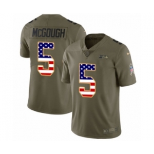 Youth Nike Seattle Seahawks #5 Alex McGough Limited Olive USA Flag 2017 Salute to Service NFL Jersey
