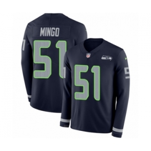 Youth Nike Seattle Seahawks #51 Barkevious Mingo Limited Navy Blue Therma Long Sleeve NFL Jersey