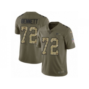 Youth Nike Seattle Seahawks #72 Michael Bennett Limited Olive Camo 2017 Salute to Service NFL Jersey