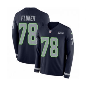 Youth Nike Seattle Seahawks #78 D.J. Fluker Limited Navy Blue Therma Long Sleeve NFL Jersey