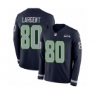 Youth Nike Seattle Seahawks #80 Steve Largent Limited Navy Blue Therma Long Sleeve NFL Jersey