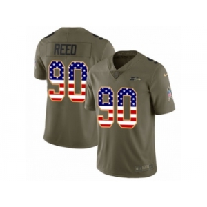Youth Nike Seattle Seahawks #90 Jarran Reed Limited Olive USA Flag 2017 Salute to Service NFL Jersey