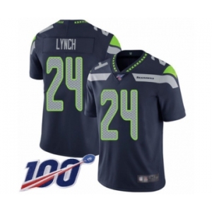 Youth Seattle Seahawks #24 Marshawn Lynch Navy Blue Team Color Vapor Untouchable Limited Player 100th Season Football Jersey